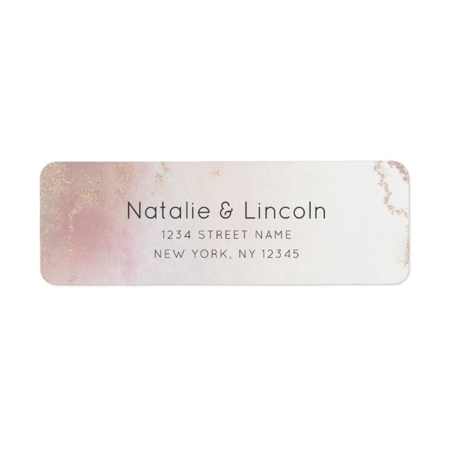 Ombre Blush Pink Frosted Wedding Return Address Label (Front)