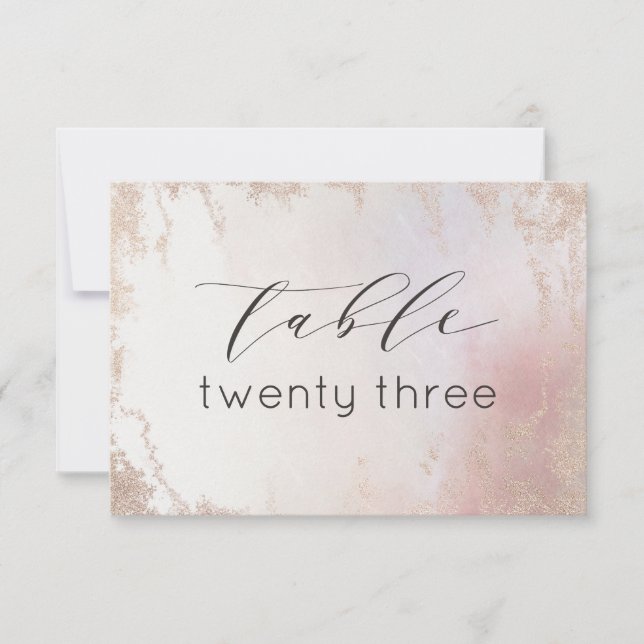Ombre Blush Pink Frosted Wedding Table Numbers (Front)