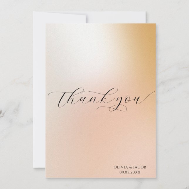 Ombre blush pink | Wedding  Thank You Card (Back)