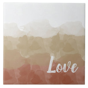Ombre Brown and Tan Love Graceful Gradient Ceramic Tile