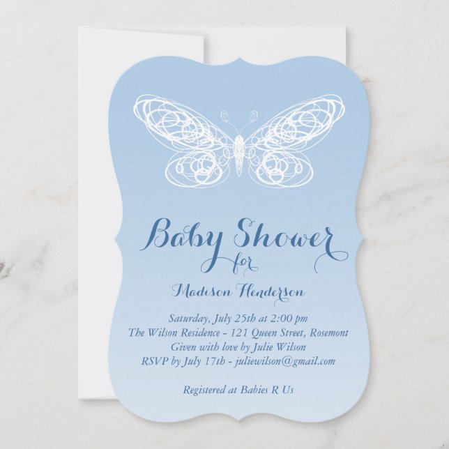 Ombre Butterfly Baby Shower Invitation (Front)