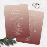 Ombre Champagne & Wine Wedding Ceremony Program<br><div class="desc">Simple Ombre Champagne & Wine Wedding Ceremony Program. This modern minimal Order of Services Card is simple classic and elegant with a subtle ombre gradient fade and a pretty signature script calligraphy font with tails. Shown in the new Colorway. Available in several colour options, or feel free to edit the...</div>