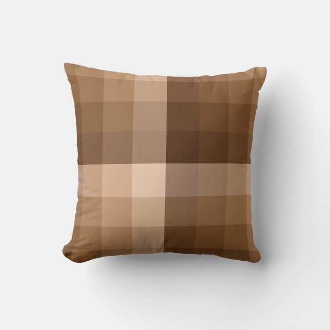 Ombre Chequered Blocks Browns Throw Pillow (Front)