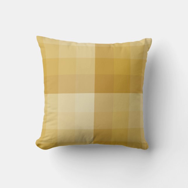 Ombre Chequered Blocks Dark Gold Throw Pillow (Front)