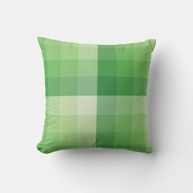 Ombre Chequered Blocks Green tones Throw Pillow (Front)