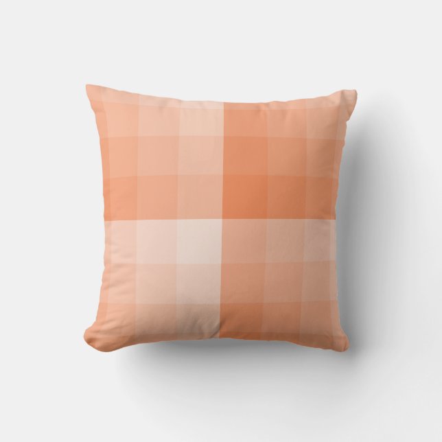 Ombre Chequered Blocks Orange tones Throw Pillow (Front)