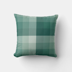Ombre Chequered Blocks Pine Green Cushion