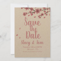 Ombre Cherry Blossom Tree Pink Save the Date