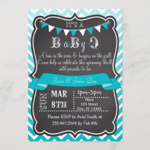 Ombre Chevron Chalkboard BabyQ Invitation