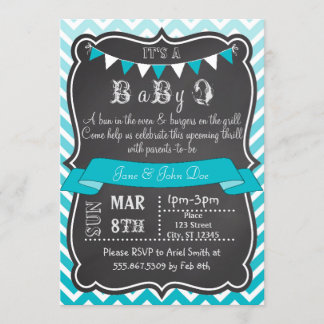 Ombre Chevron Chalkboard BabyQ Invitation