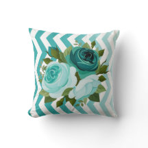 Ombre Chevron Floral Rose Bouquet | aqua teal