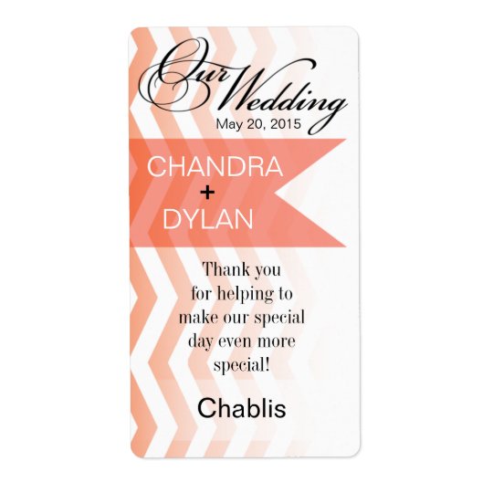 Ombre Chevron Style! coral Wine Label Shipping Label