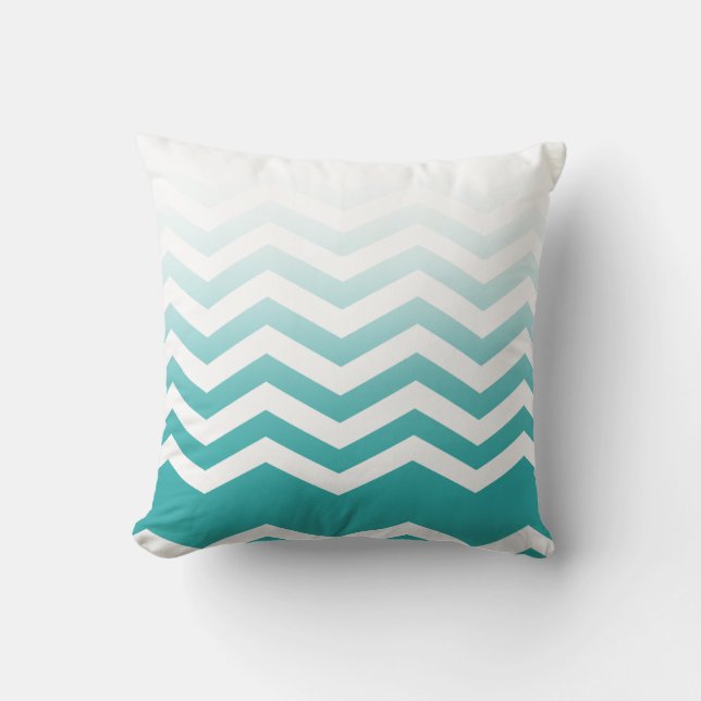 Ombre Chevron Style! teal Cushion (Front)