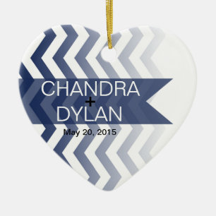 Ombre Chevron Style! Wedding navy Ceramic Tree Decoration