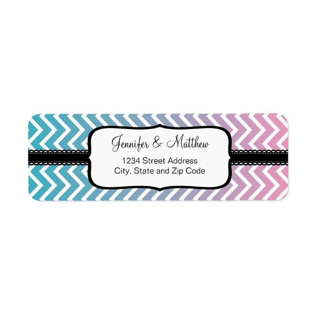 Ombrè Chevron Zigzag Stripes Return Address Label (Front)