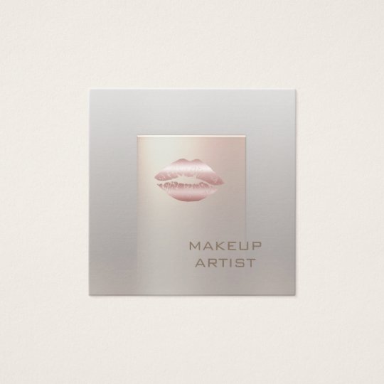 Ombre chic bright rose pearl lips modern luxury square business card