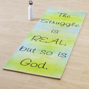 Ombre Christian The Struggle Is Real so is God Yoga Mat