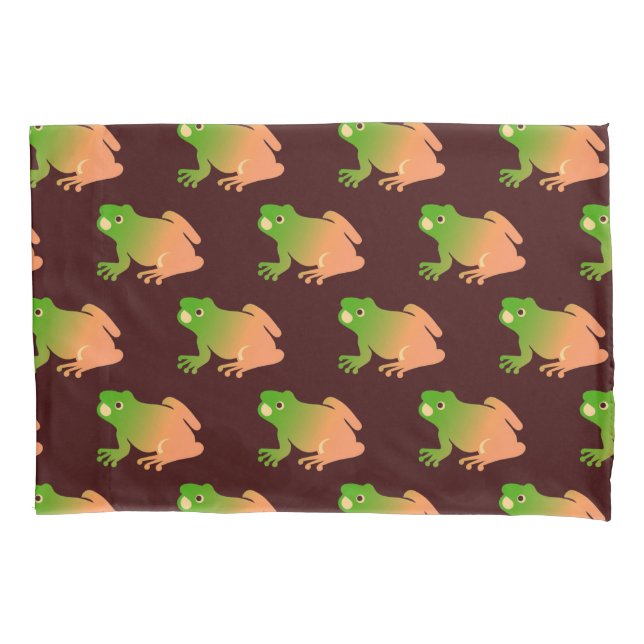 Ombre colour block frog on brown pillowcase (Front)