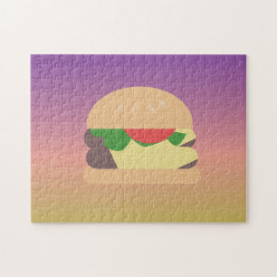 Ombre Colourful Foodie Burger Love Rainbow Jigsaw Puzzle