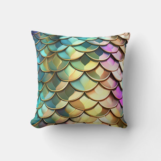 Ombre Colourful Scales and Glitter Reversible  Cushion (Front)