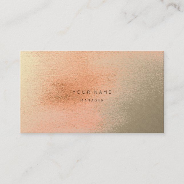 Ombre Coral Gold Metal Abstract Appointment Card (Front)