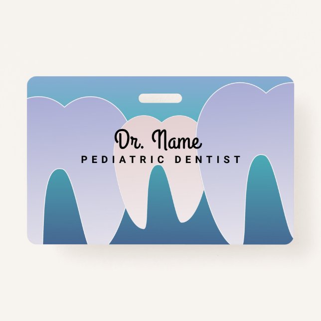 Ombre Dentist Paediatrician Dental Tooth ID Badge (Front)