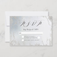 Ombre Dusty Blue Frosted Silver Foil Chic Wedding