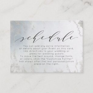 Ombre Dusty Blue Frosted Silver Wedding Schedule Enclosure Card