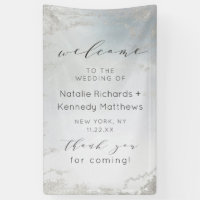 Ombre Dusty Blue Frosted Silver Wedding Welcome