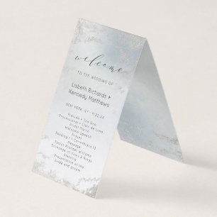 Ombre Dusty Blue Frosted Wedding Ceremony Program