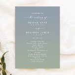 Ombre Dusty Blue & Green Wedding Ceremony Program<br><div class="desc">Simple Ombre Dusty Blue & Green Wedding Ceremony Program. This modern minimal Order of Services Card is simple classic and elegant with a subtle ombre gradient fade and a pretty signature script calligraphy font with tails. Shown in the new Colorway. Available in several colour options, or feel free to edit...</div>