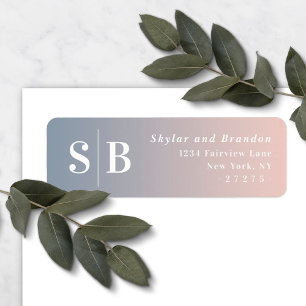 Ombre Dusty Blue & Pink Wedding Return Address Label
