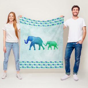 Ombre Elephants Fleece Blanket
