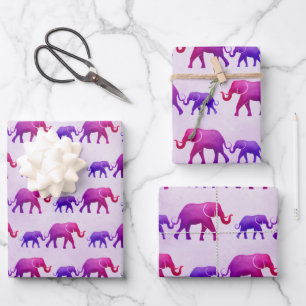 Ombre Elephants Wrapping Paper Sheet