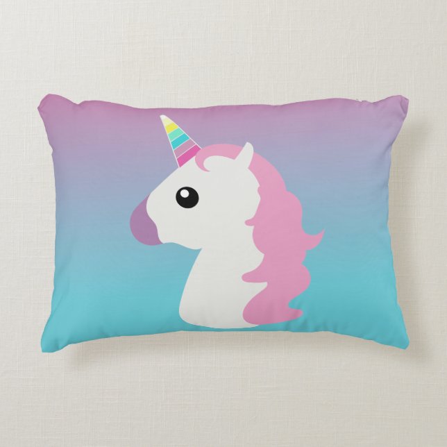 Ombre Emoji Unicorn Pillow (Front)