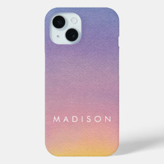 Ombre Evening Sunset Watercolor Sky Personalised iPhone 15 Case