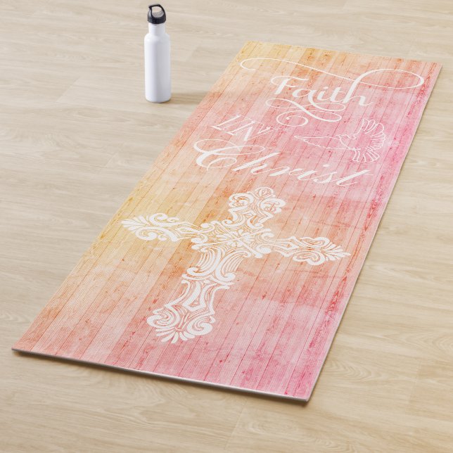 Ombre Faith in Christ Religious Exercise Accessory Yoga Mat (In Situ)