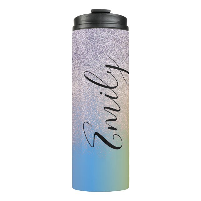 Ombre Faux Sparkle Colourful Monogrammed Name      Thermal Tumbler (Front)