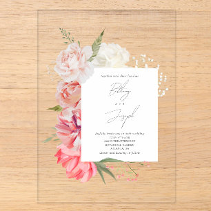 Ombré Floral Botanical Elegant Wedding Invitation