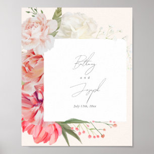 Ombré Floral Botanical Elegant Wedding Welcome Poster