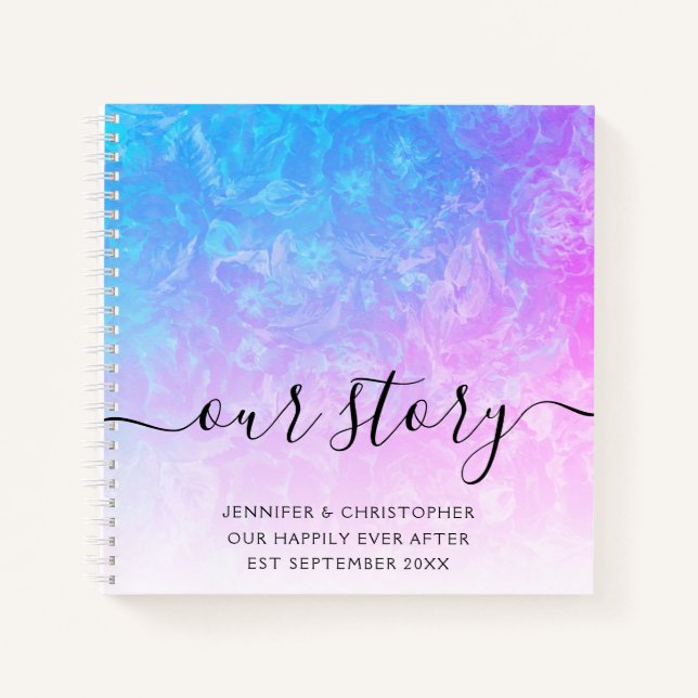 Ombre Floral Our Story Memories Couple's Notebook (Front)