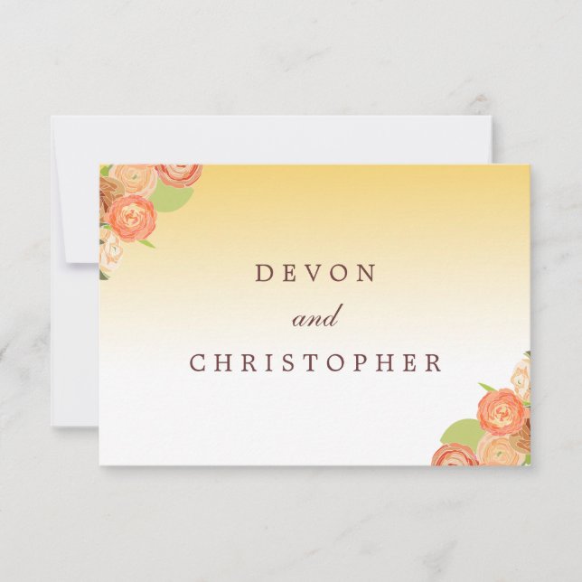 Ombre Floral Wedding Response Cards (Front)