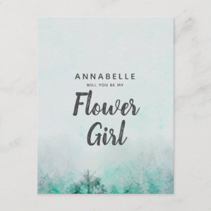Ombre Forest Watercolor Will You Be My Flower Girl Invitation