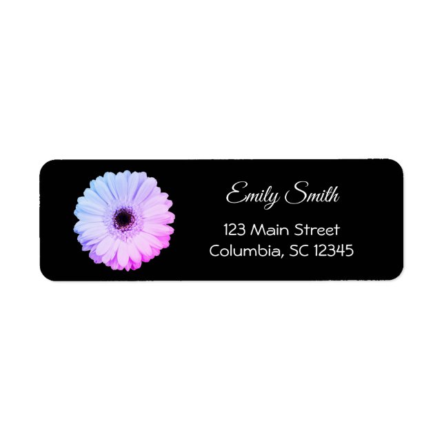 Ombre Gerbera Daisy on Black | Return Address Label (Front)