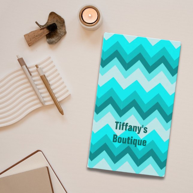 Ombre Girly Pattern Teal Turquoise Chevron Business Card (Ombre Girly Pattern Teal Turquoise Chevron Business Card)