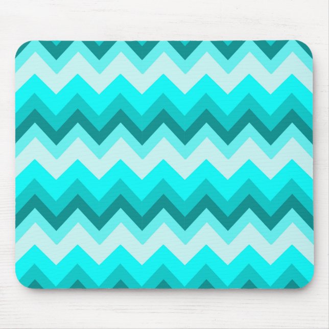 Ombre Girly Pattern Teal Turquoise Chevron Mouse Pad (Front)