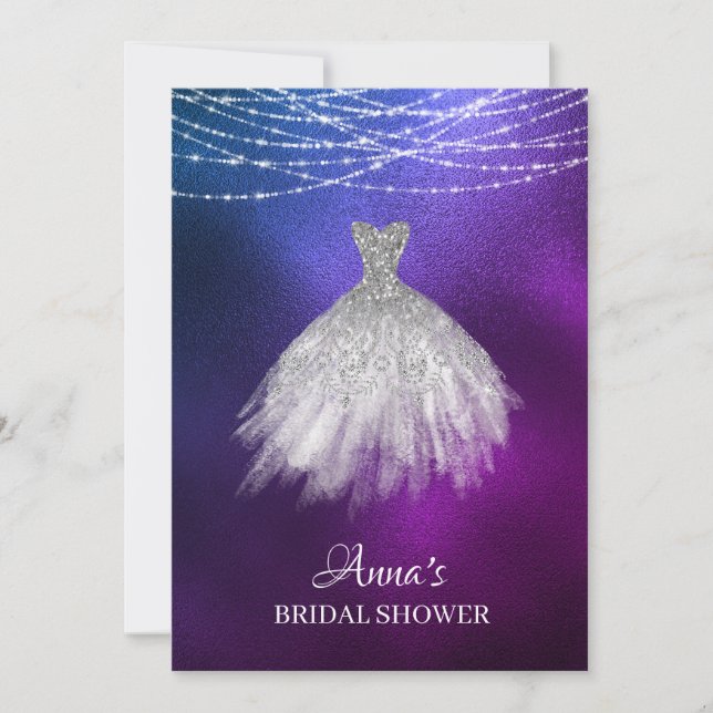 *~* Ombre Glitter Bridal Shower Gown Bridal Dress Invitation (Front)
