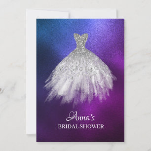 *~* Ombre Glitter Bridal Shower Gown Bridal Dress Invitation