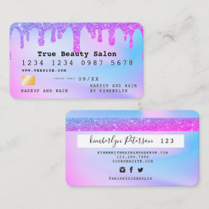 Ombre glitter credit card monogram 