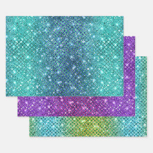 Ombre Glitter Diamond Patterns with Sparkles Wrapping Paper Sheet